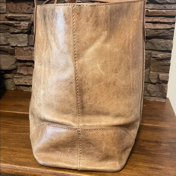 Frye Melissa Shopper Tote Distressed leather Bag -Beige- $358 - Picture 7 of 16